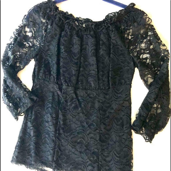 *PRICE DROP* EUC INC Black Lace Empire Top - Picture 4 of 8